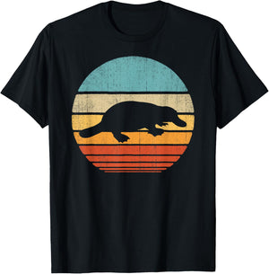 Platypus Retro Vintage 60s 70s Sunset Mammal Animal Lovers T-Shirt - T-Shirt | Black