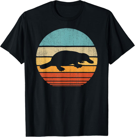 Platypus Retro Vintage 60s 70s Sunset Mammal Animal Lovers T-Shirt - T-Shirt | Black