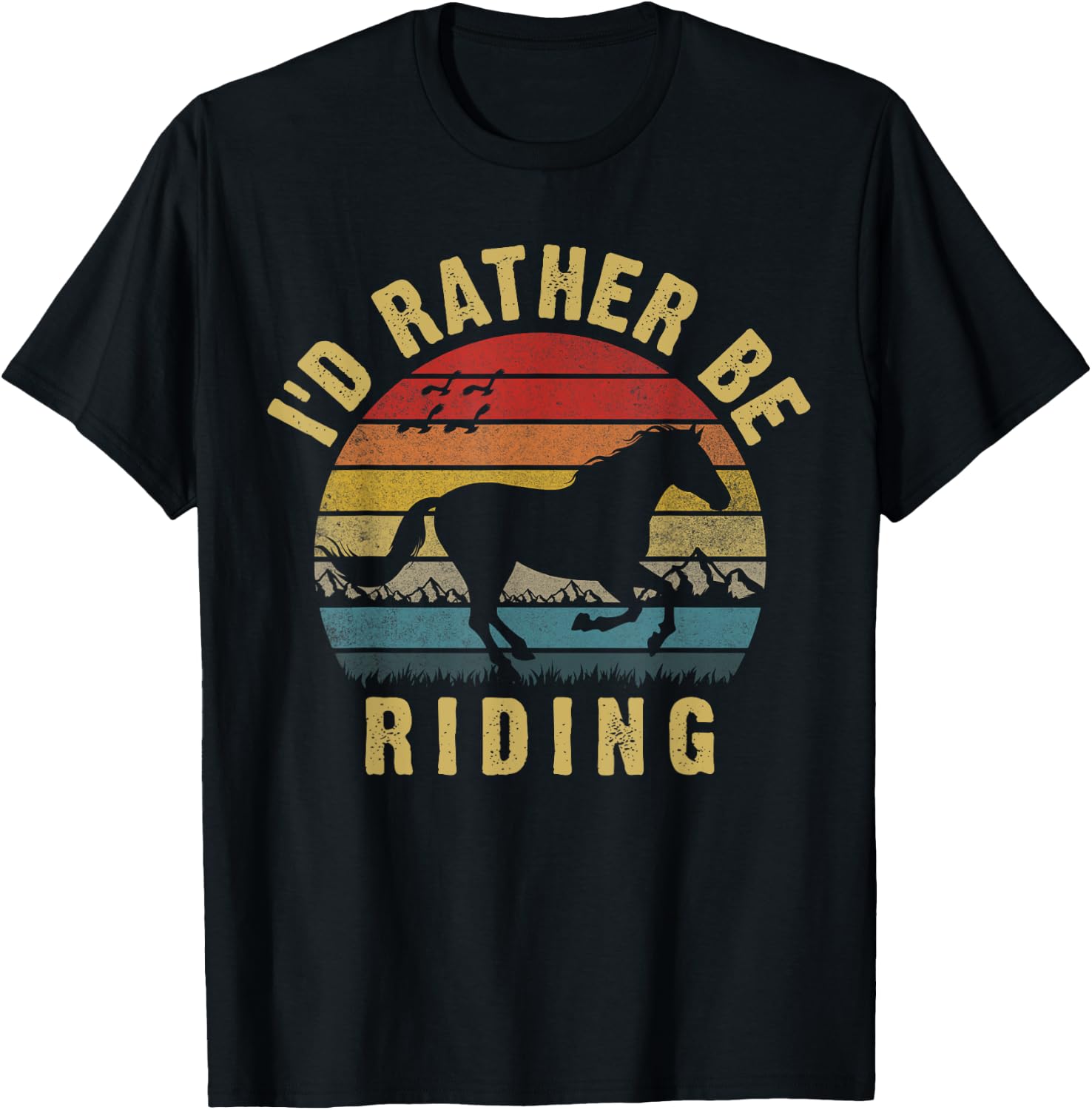 I'd rather be riding funny horse theme lover horses cute T-Shirt - T-Shirt | Black