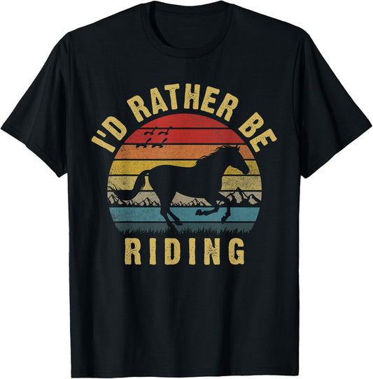 I'd rather be riding funny horse theme lover horses cute T-Shirt - T-Shirt | Black