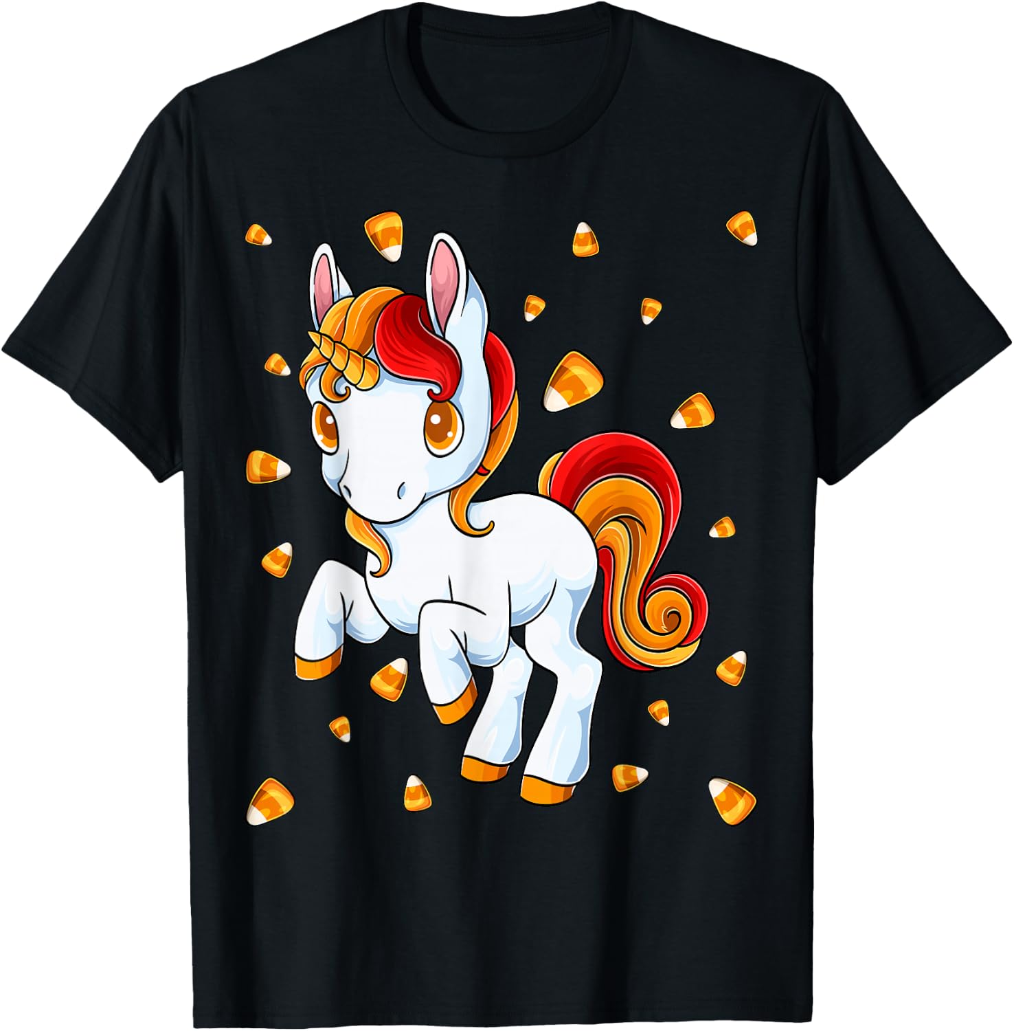 Unicorn Candy Corn Halloween Unicorn Costume Candicorn T-Shirt - T-Shirt | Black