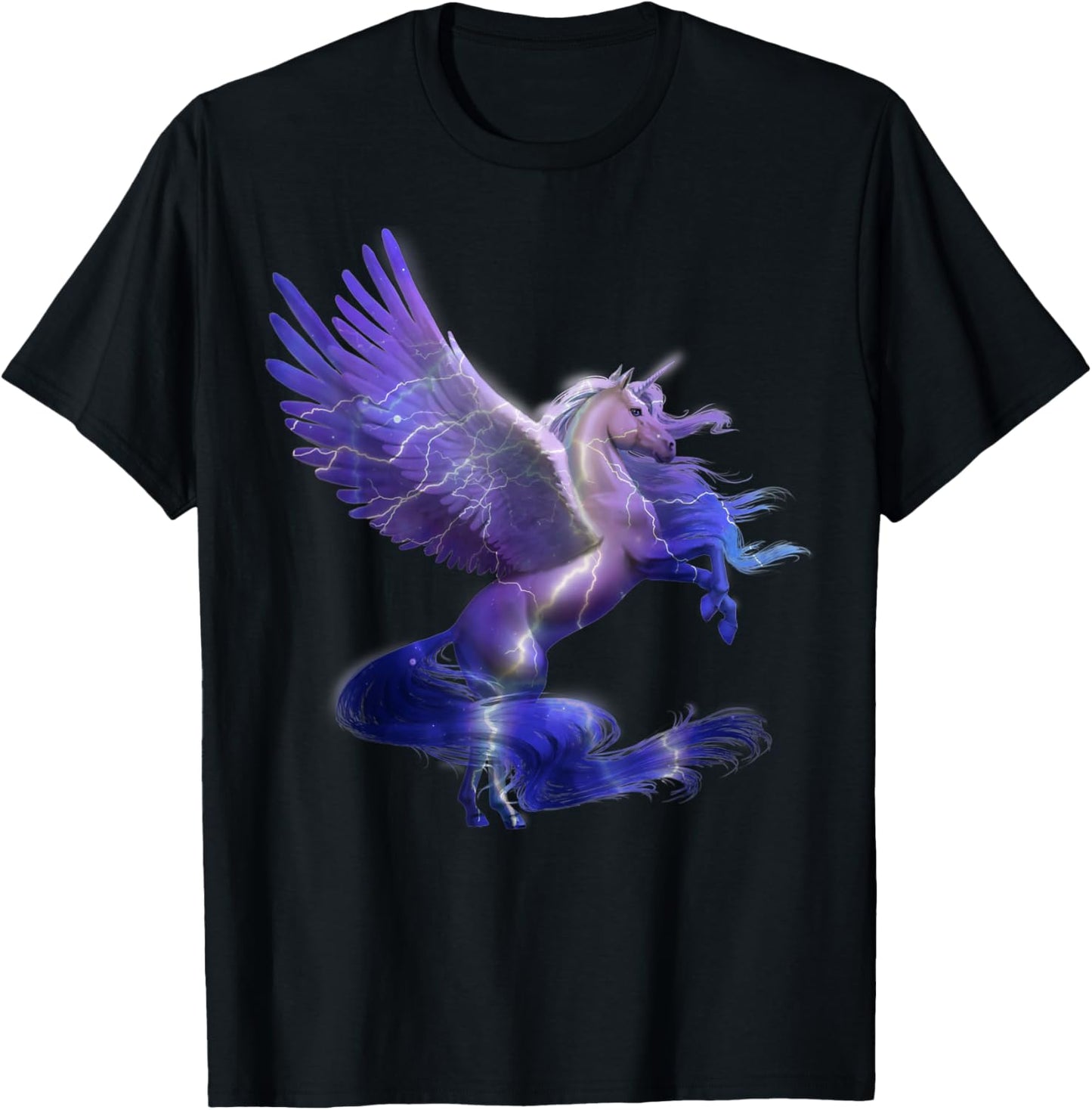 Unicorn Magical Mystical Purple Unicorn Pegasus T-Shirt - T-Shirt | Black