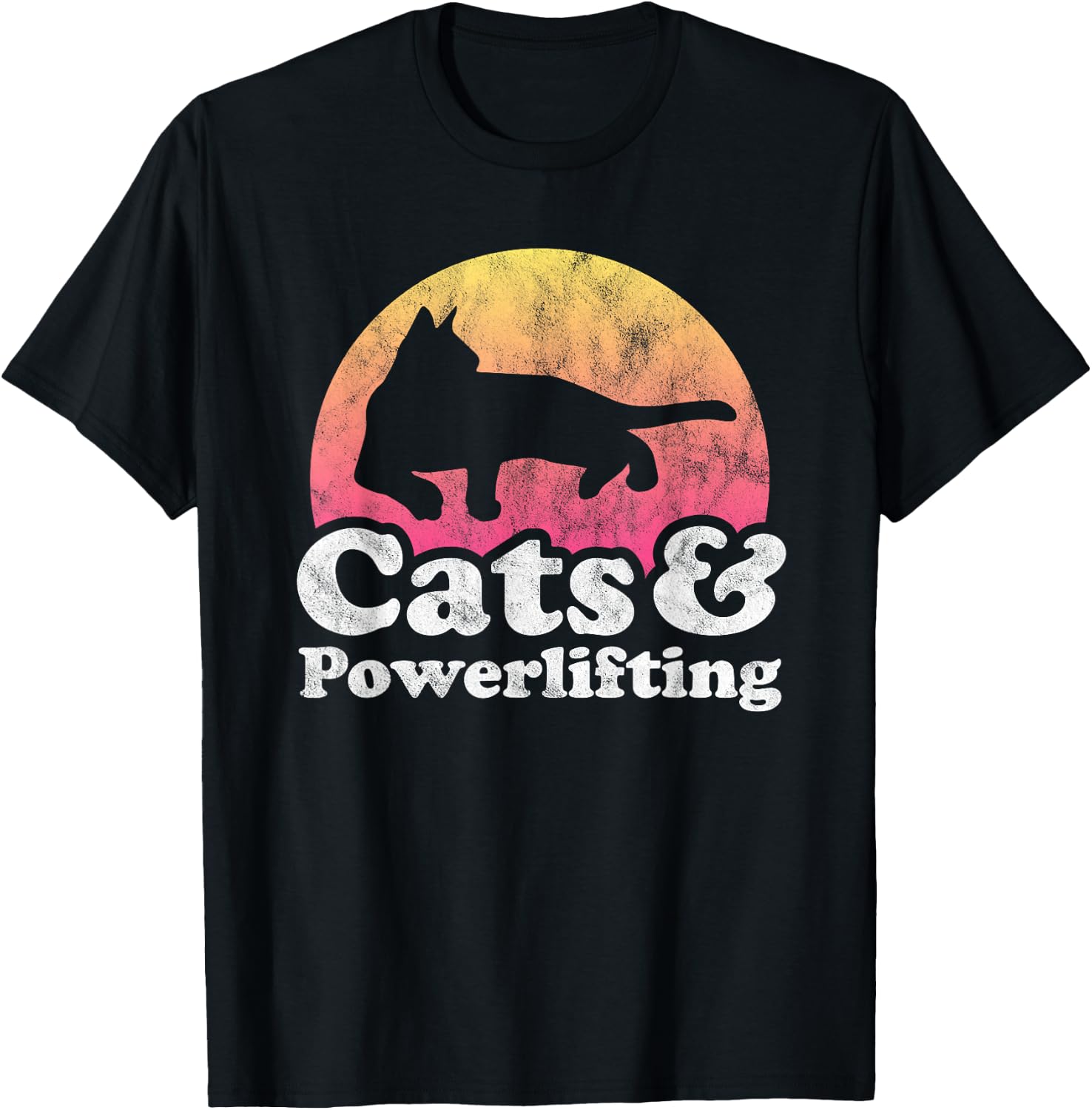 Cats and Powerlifting Men's or Women's Cat and Powerlifter T-Shirt - T-Shirt | Black