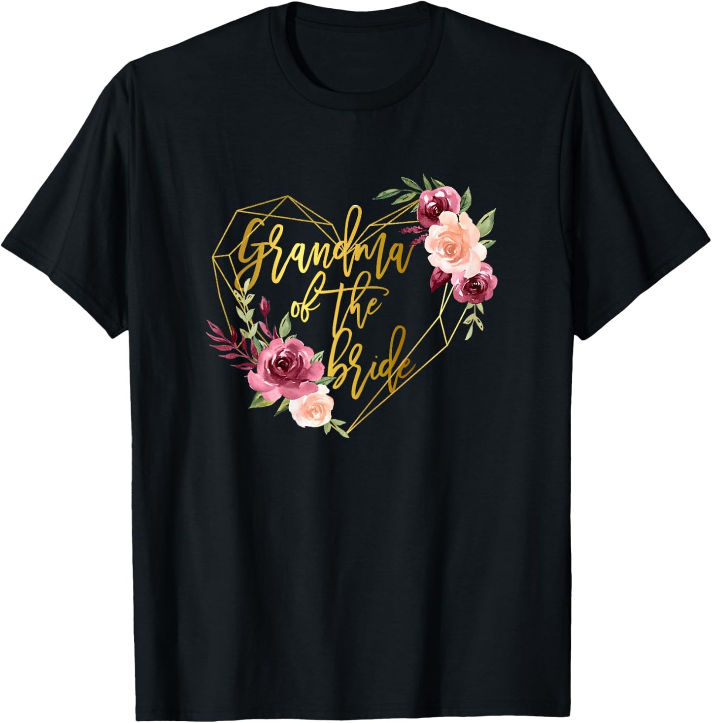 Grandma of the Bride Bridal Team Matching Floral T-Shirt - T-Shirt | Black