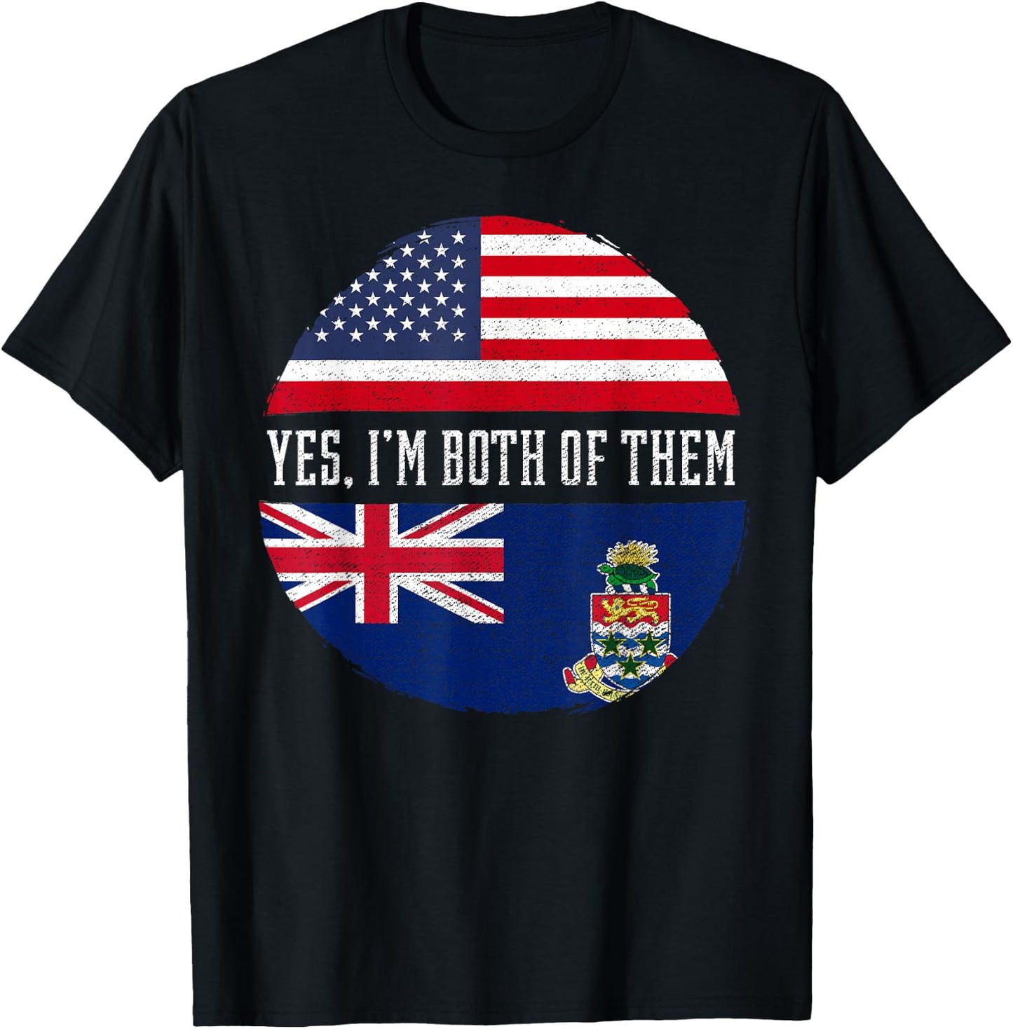 Half American Half Caymanian USA Flag Cayman Islands T-Shirt - T-Shirt | Black