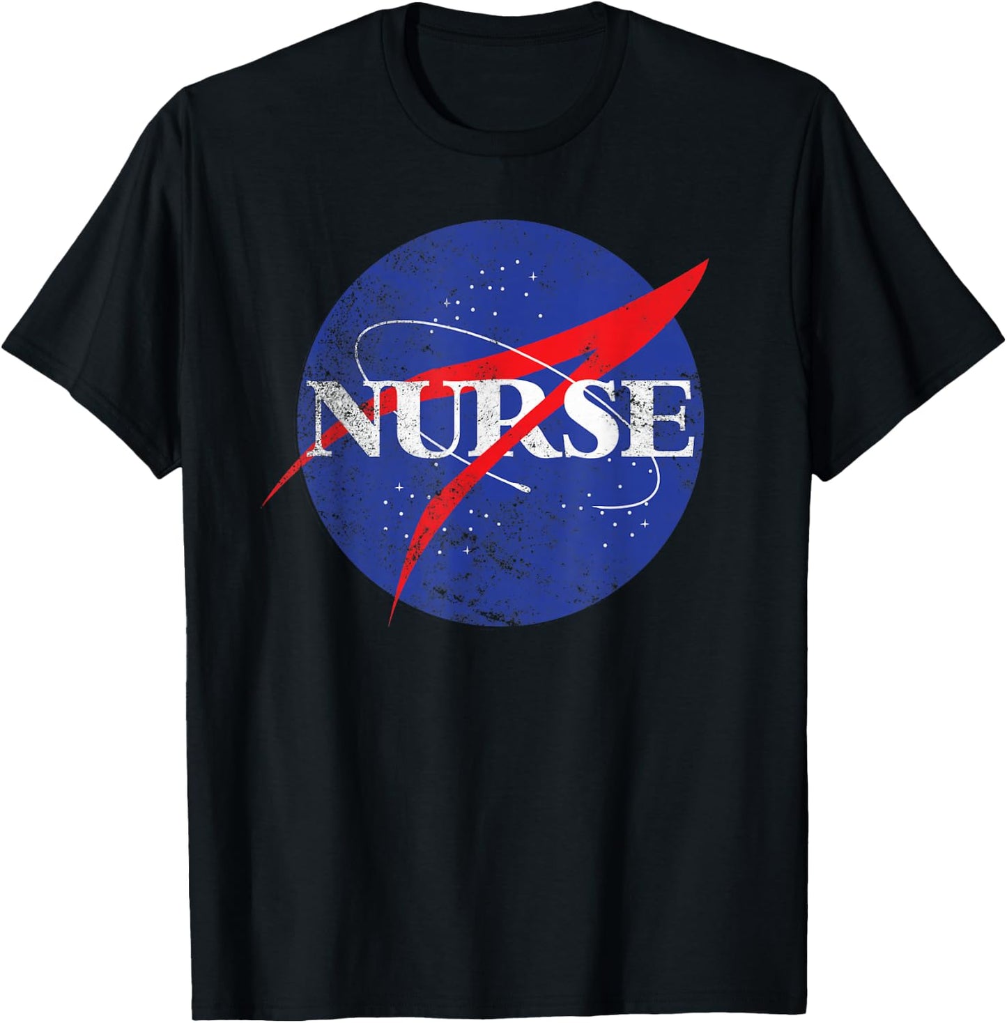 Nurse Astronaut Distressed Retro for Outer Space Nursing T-Shirt - T-Shirt | Black