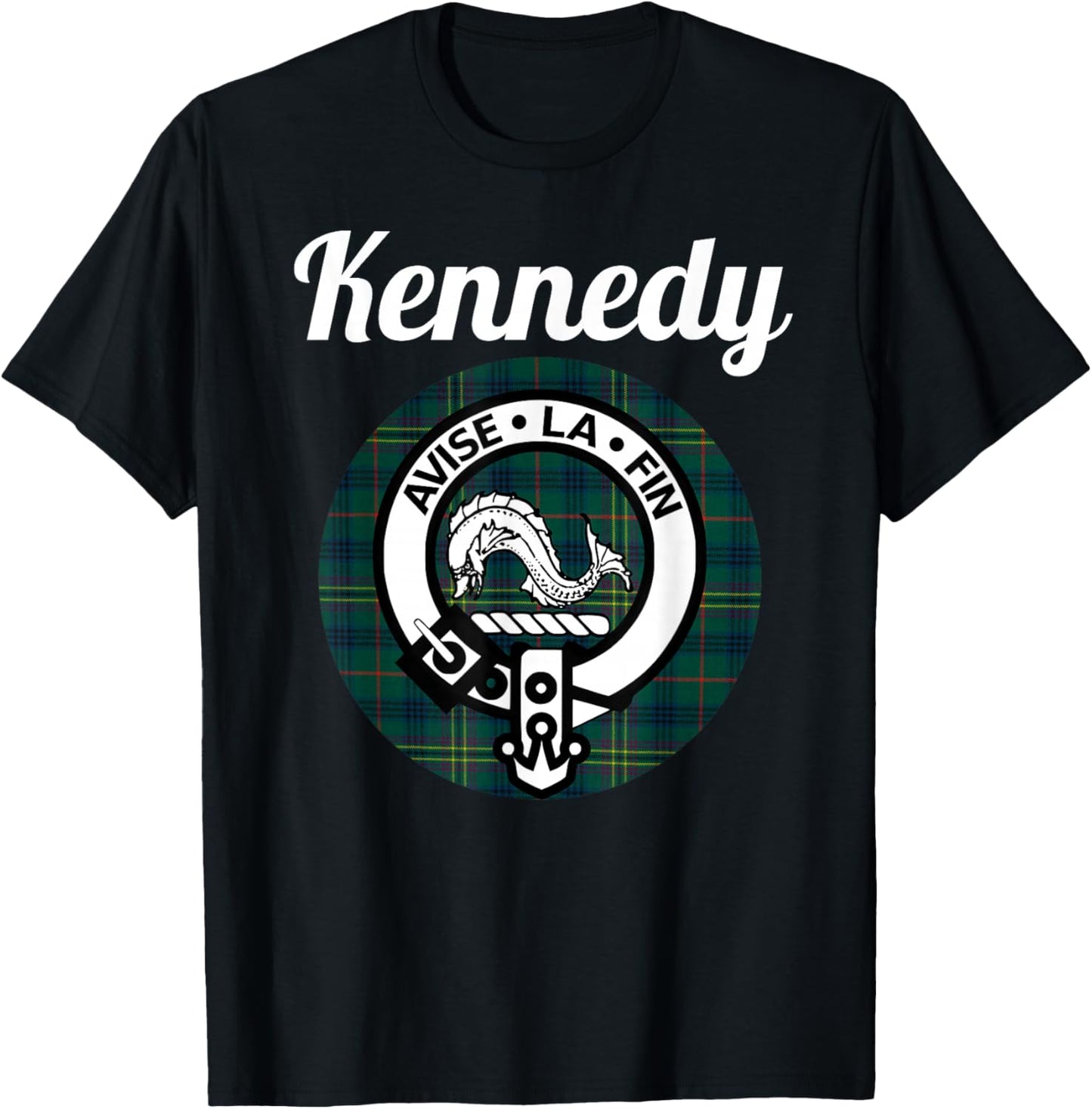 Kennedy Clan Scottish Name Coat Of Arms Tartan T-Shirt - T-Shirt | Black