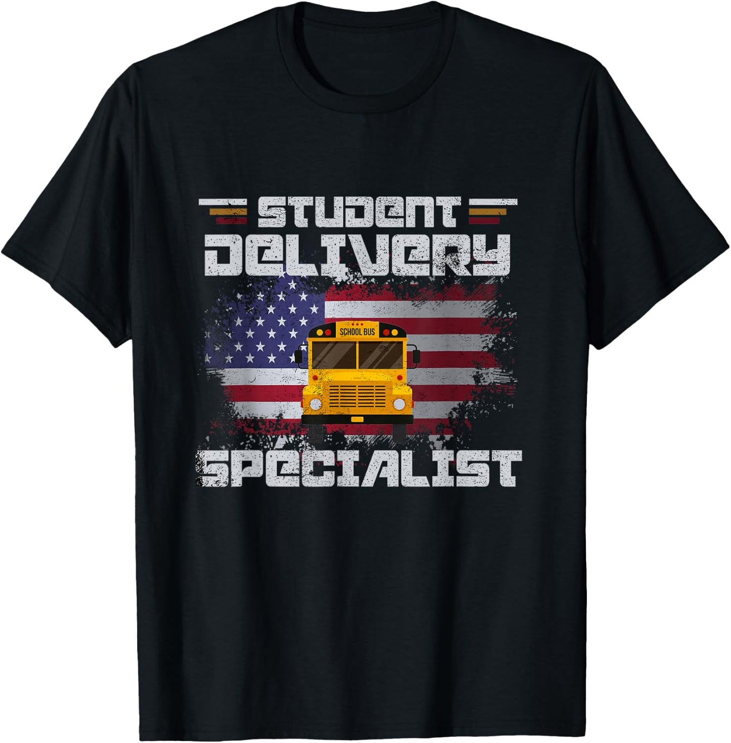 School Bus Driver's American Flag Pride | School Bus Driver T-Shirt - T-Shirt | Black