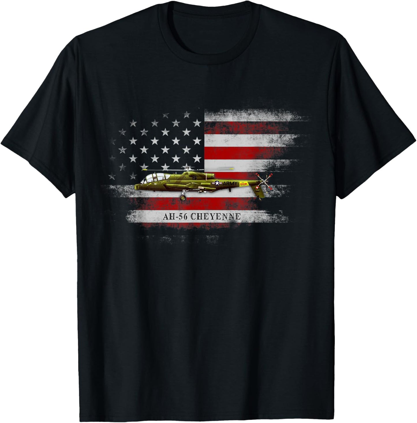AH-56 Cheyenne Helicopter USA Flag Helicopter Pilot Gifts Women Men T-Shirt - T-Shirt | Black