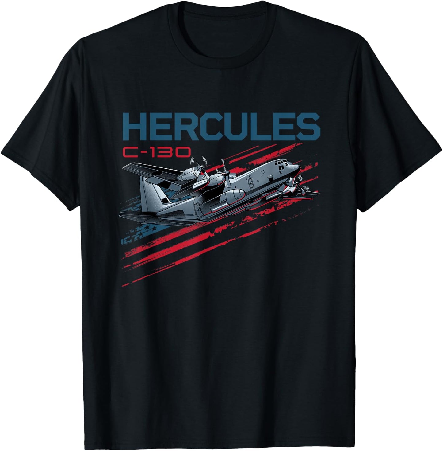 Military Cargo Airplane C-130 Hercules T-Shirt - T-Shirt | Black