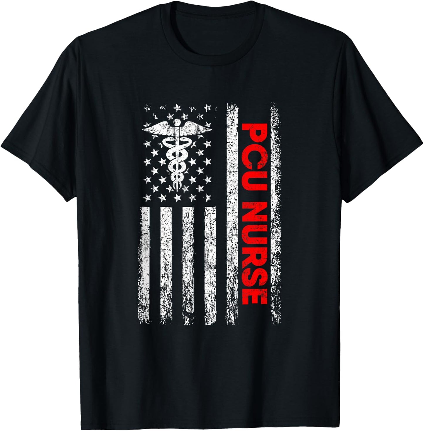 Pcu Nurse American Flag, Pcu Nurse T-Shirt - T-Shirt | Black