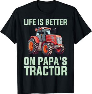 Life Is Better On Papas Tractor T-Shirt - T-Shirt | Black