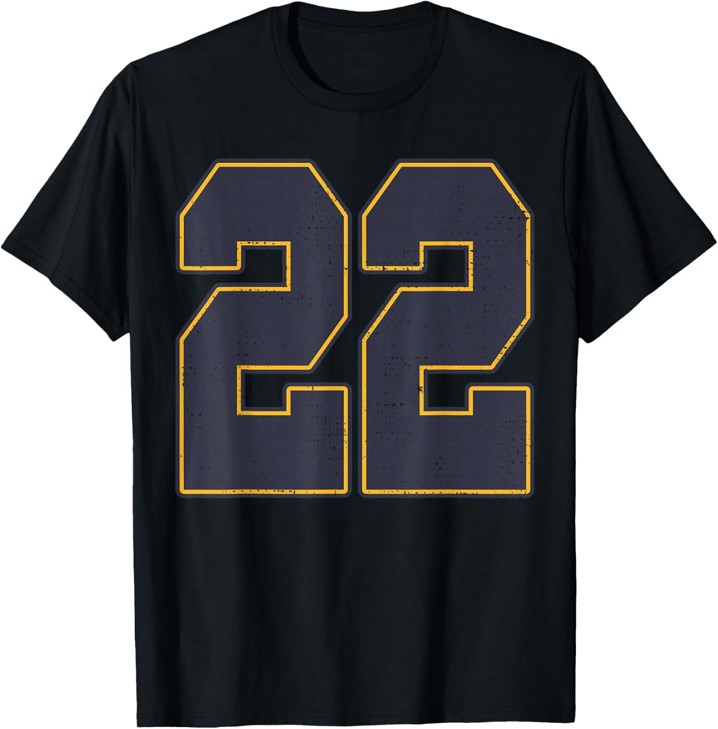 #22 Outline Number 22 Fan Varsity Sports Team Red Jersey T-Shirt - T-Shirt | Black