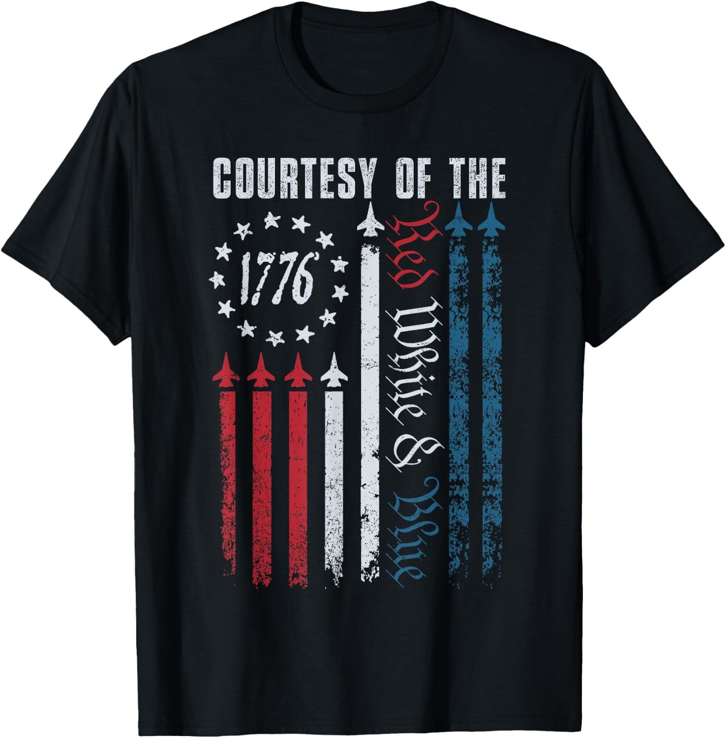 Vintage America USA Flag Courtesy Of The Red White And Blue T-Shirt - T-Shirt | Black