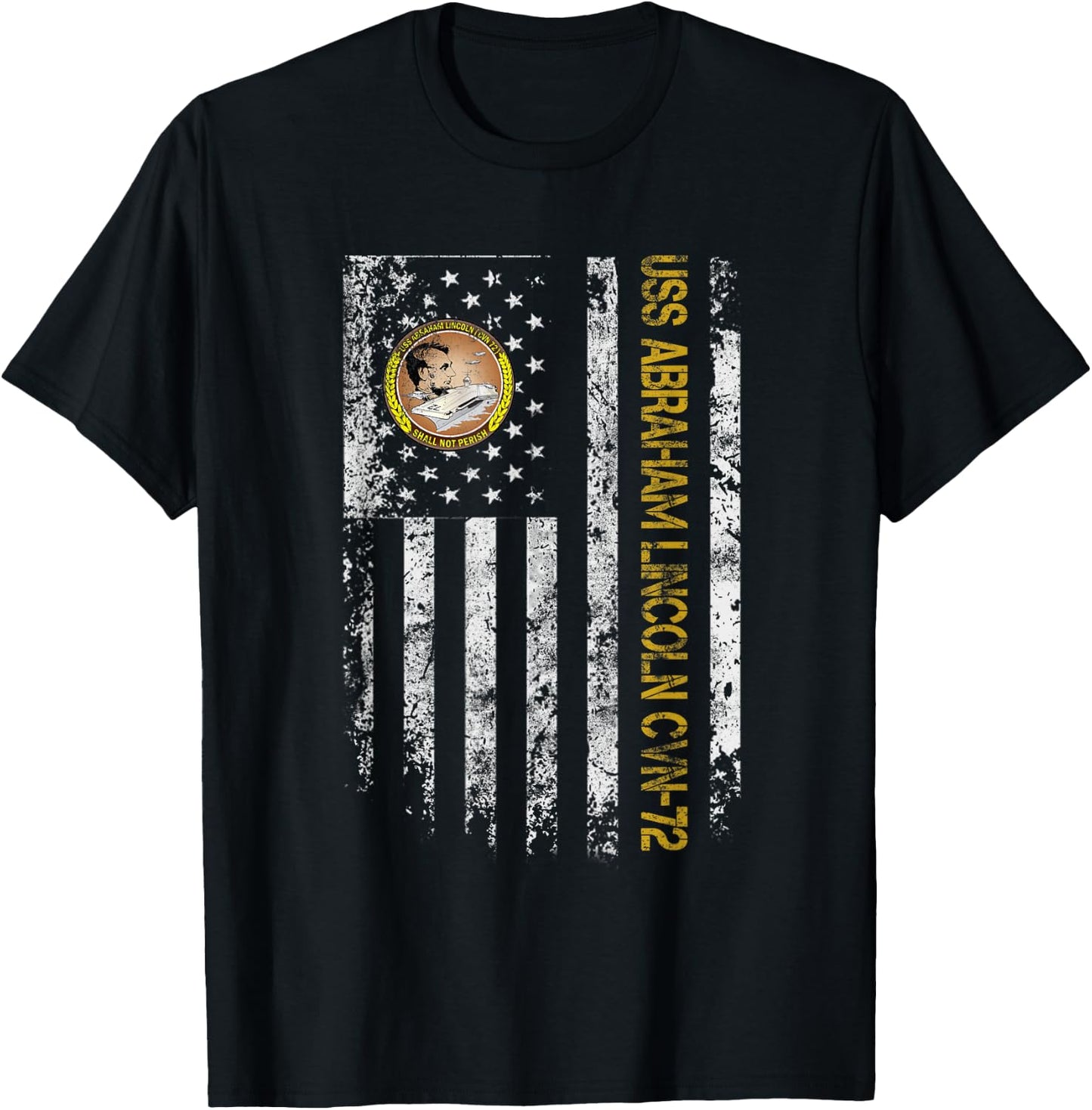 Proud US Military Warships USS CVN-72 Veterans Day Black T-Shirt - T-Shirt | Black