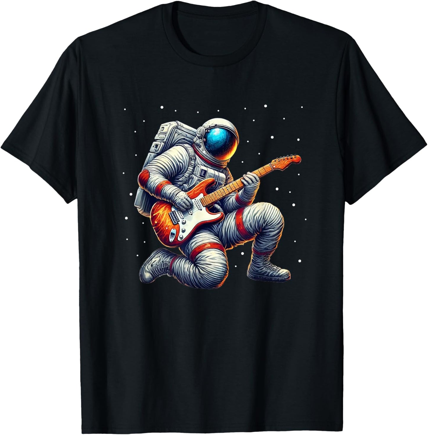 Astronaut Guitar Men Women Kids Outer Space T-Shirt - T-Shirt | Black