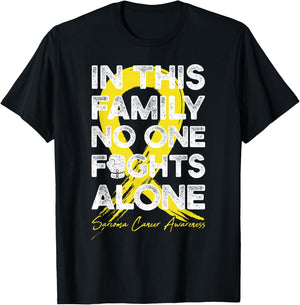 In This Family No One Fight Alone Sarcoma Cancer Warrior T-Shirt - T-Shirt | Black