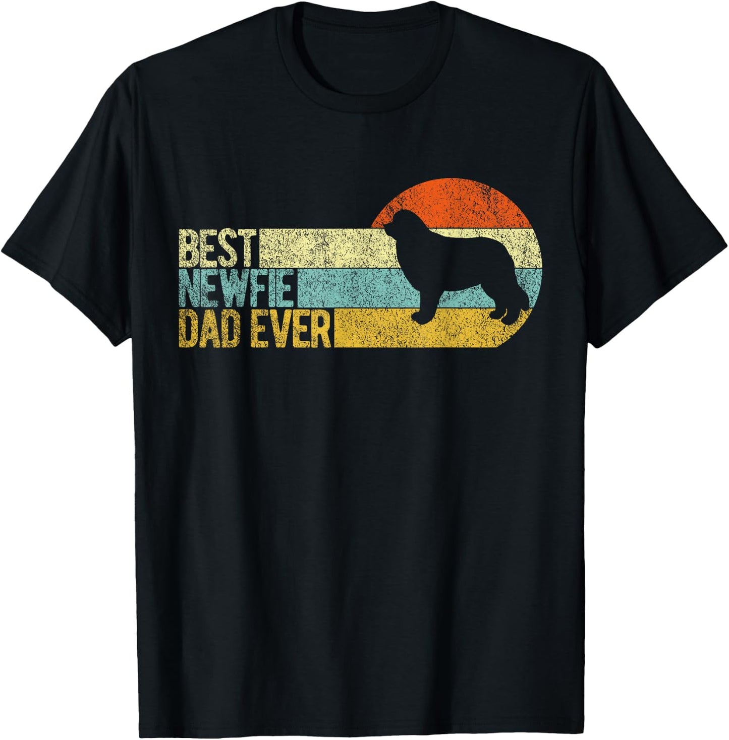 Best Newfie Dad Ever Newfoundland Dog Newfie Owner Retro T-Shirt - T-Shirt | Black