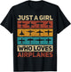 Just A Girl Who Loves Airplane Pilot Plane Aviation Airplane T-Shirt - T-Shirt | Black