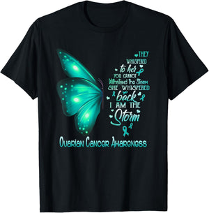 I am the storm Ovarian Cancer Awareness Butterfly T-Shirt - T-Shirt | Black