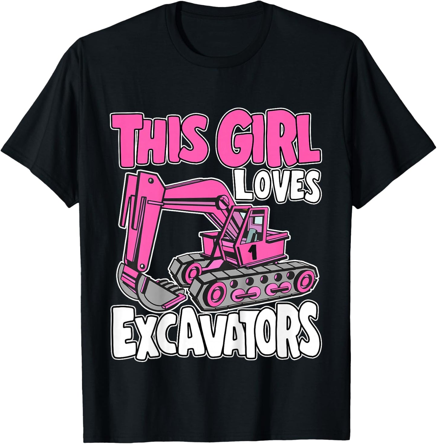 Kids Toddler Construction Digger Kids This Girl Loves Excavators T-Shirt - T-Shirt | Black