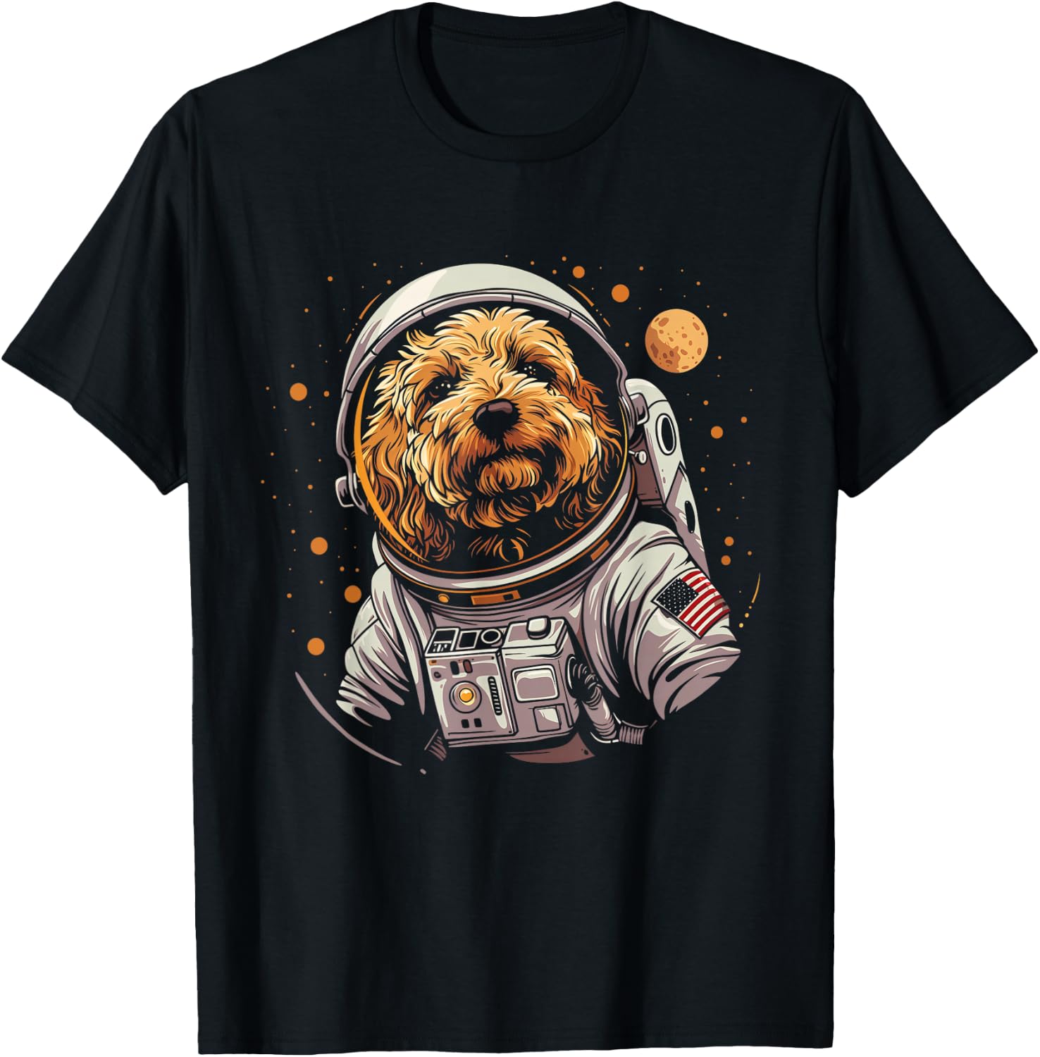 Goldendoodle Astronaut Space Suit Funny Doodle Dog Mom Dad T-Shirt - T-Shirt | Black