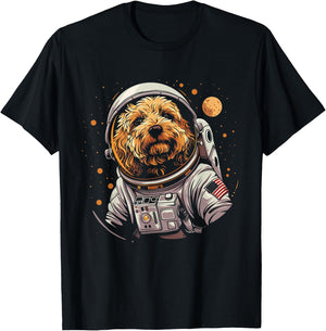 Goldendoodle Astronaut Space Suit Funny Doodle Dog Mom Dad T-Shirt - T-Shirt | Black