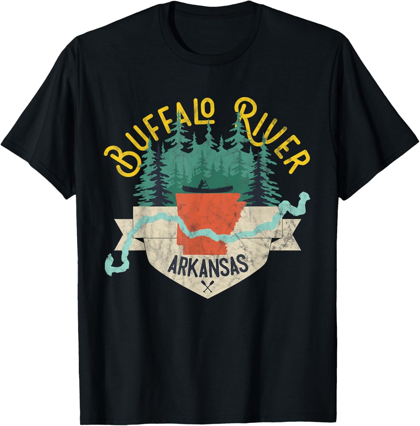 Buffalo River Arkansas National Park River Floating Kayak T-Shirt - T-Shirt | Black