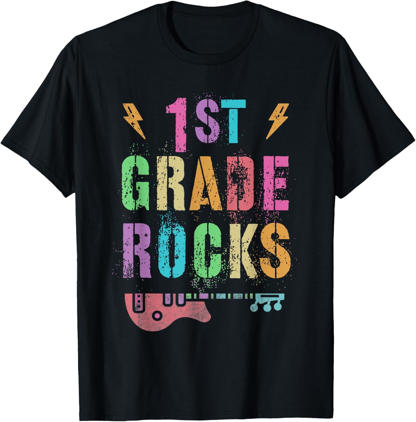 Hello 1st GRADE ROCKS Teacher FIRST Grader Little Rockstar Men Women Girls Kids T-Shirt - T-Shirt | Black