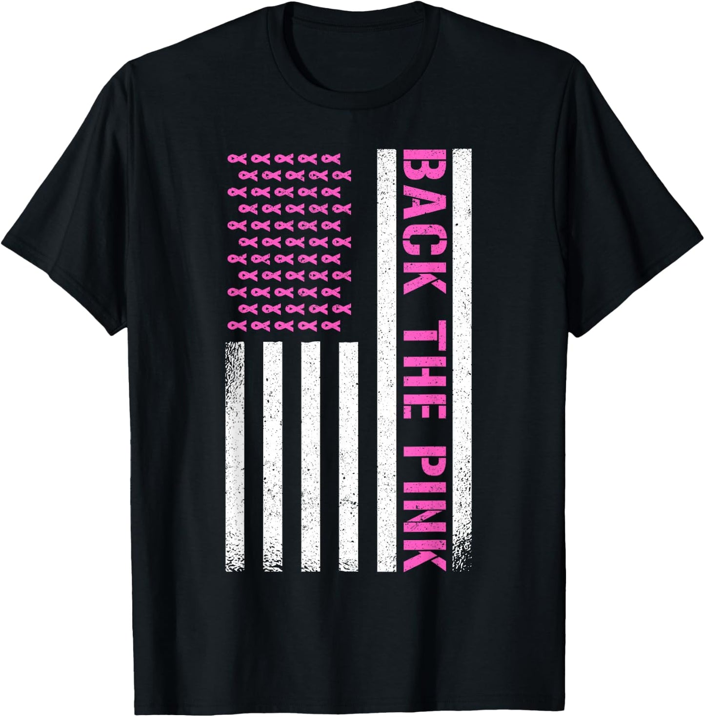 Back The Pink American Flag T-Shirt - T-Shirt | Black