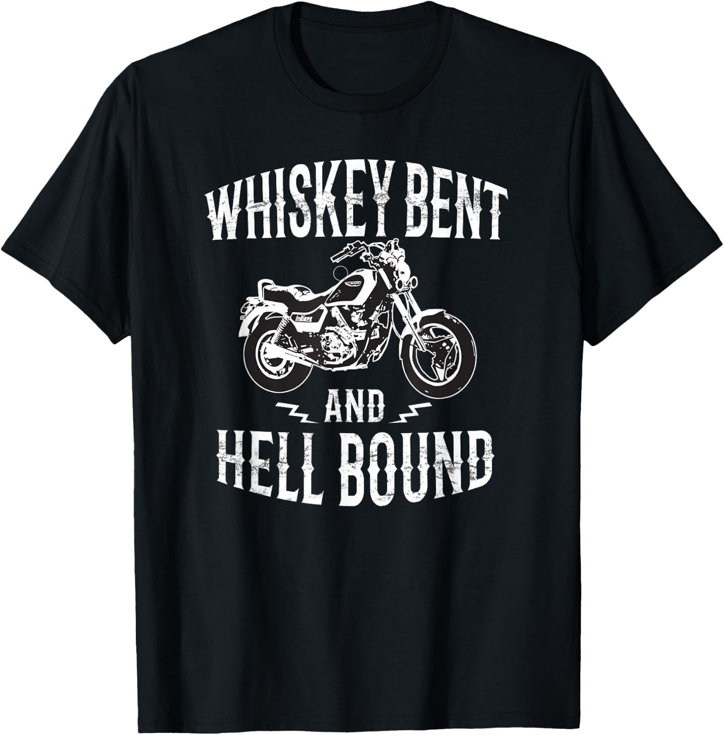 Whiskey Bent And Hell Bound Vintage Motorcycle Lover T-Shirt - T-Shirt | Black