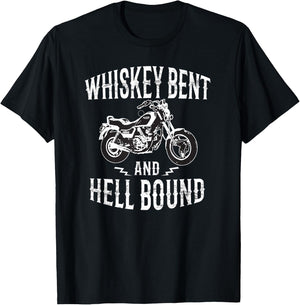 Whiskey Bent And Hell Bound Vintage Motorcycle Lover T-Shirt - T-Shirt | Black