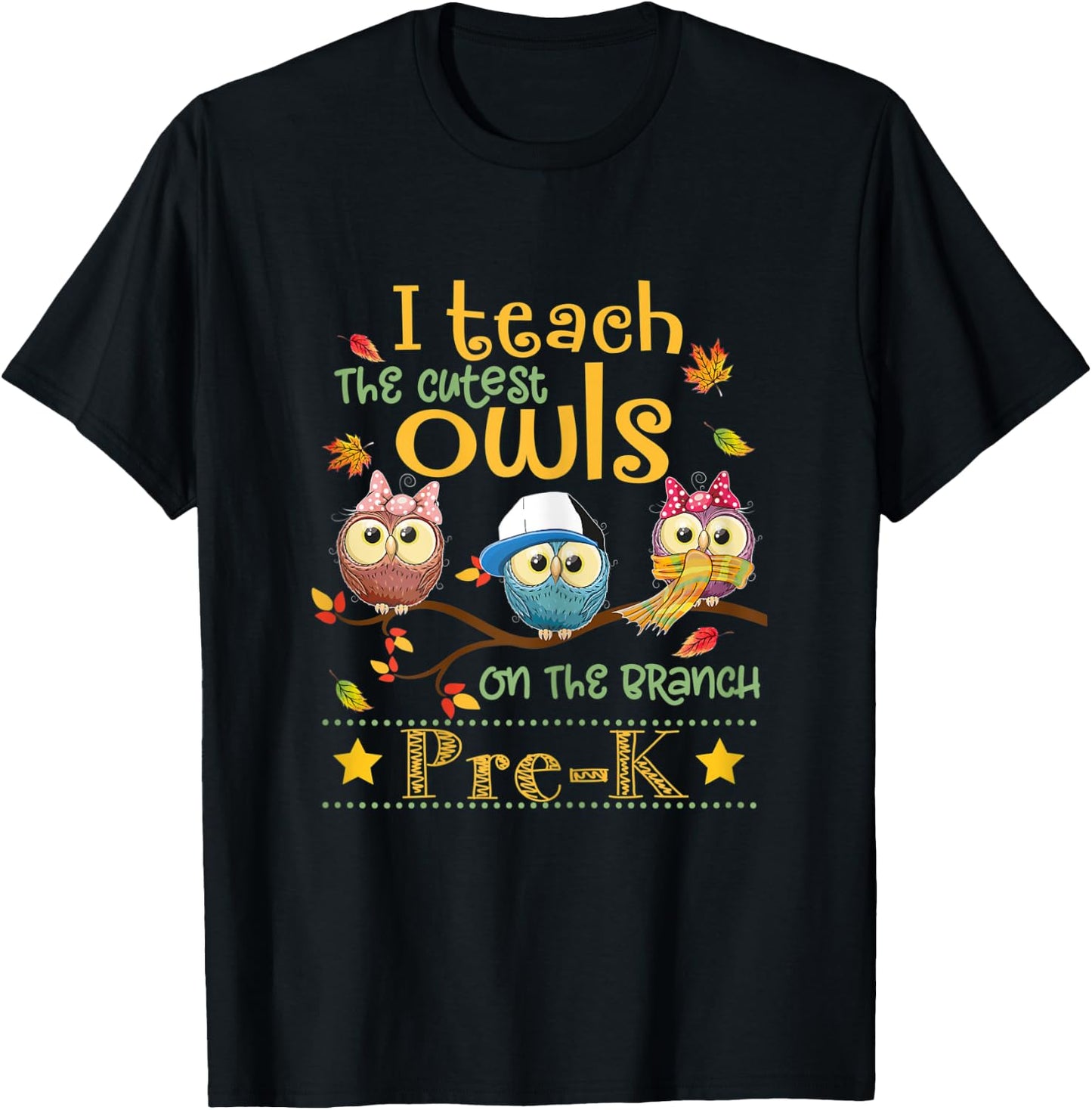 I Teach The Cutest Owls Pre-K Teacher Fall Autumn Women T-Shirt - T-Shirt | Black