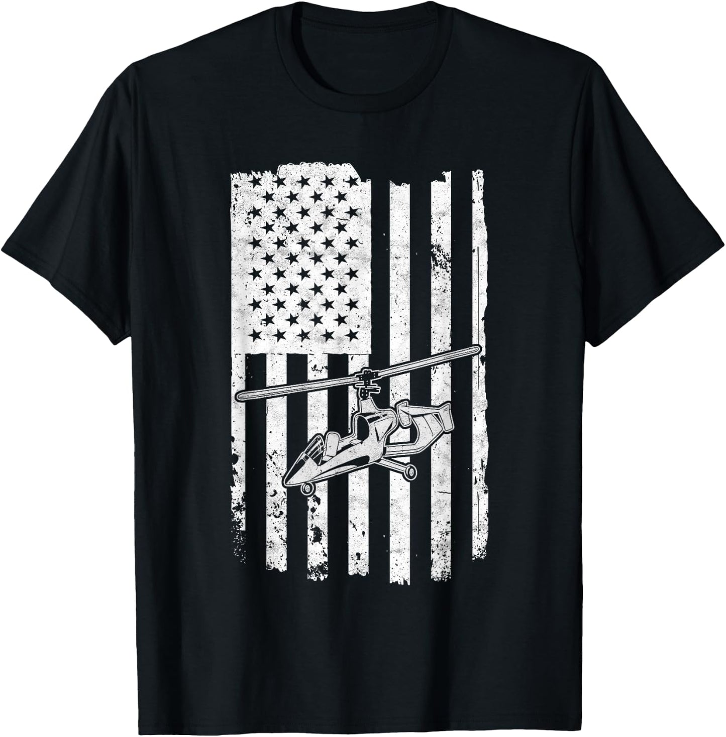 Gyrocopter USA Flag Gyrocopter T-Shirt - T-Shirt | Black
