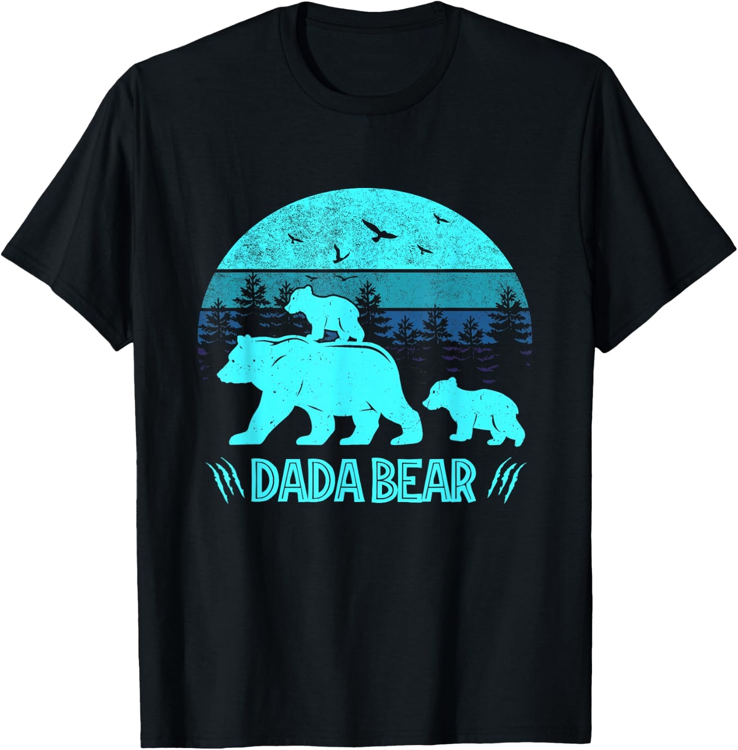 Dada Bear 2 Cubs Daddy of Twin Family Matching Father's Day T-Shirt - T-Shirt | Black