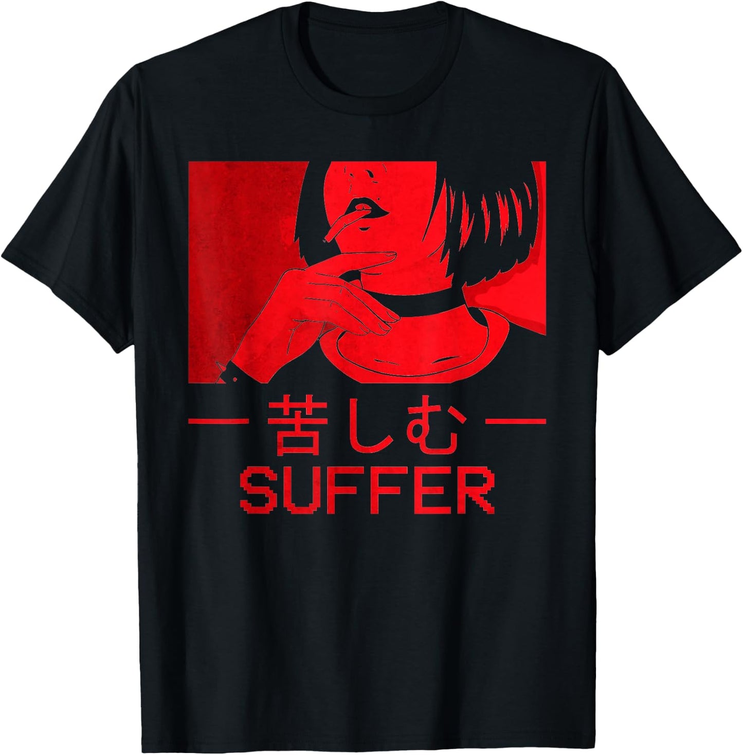 Soft Grunge Aesthetic Anime Girl Egirl Eboy Goth Suffer T-Shirt - T-Shirt | Black