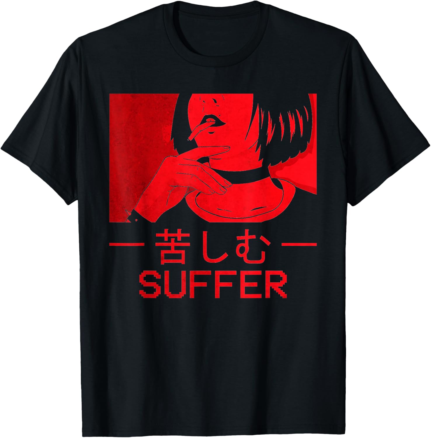 Soft Grunge Aesthetic Anime Girl Egirl Eboy Goth Suffer T-Shirt - T-Shirt | Black