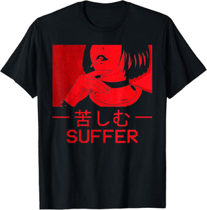Soft Grunge Aesthetic Anime Girl Egirl Eboy Goth Suffer T-Shirt - T-Shirt | Black