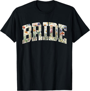 Bride Future Mrs Flowers Bridal Party Wedding Bachelorette T-Shirt - T-Shirt | Black