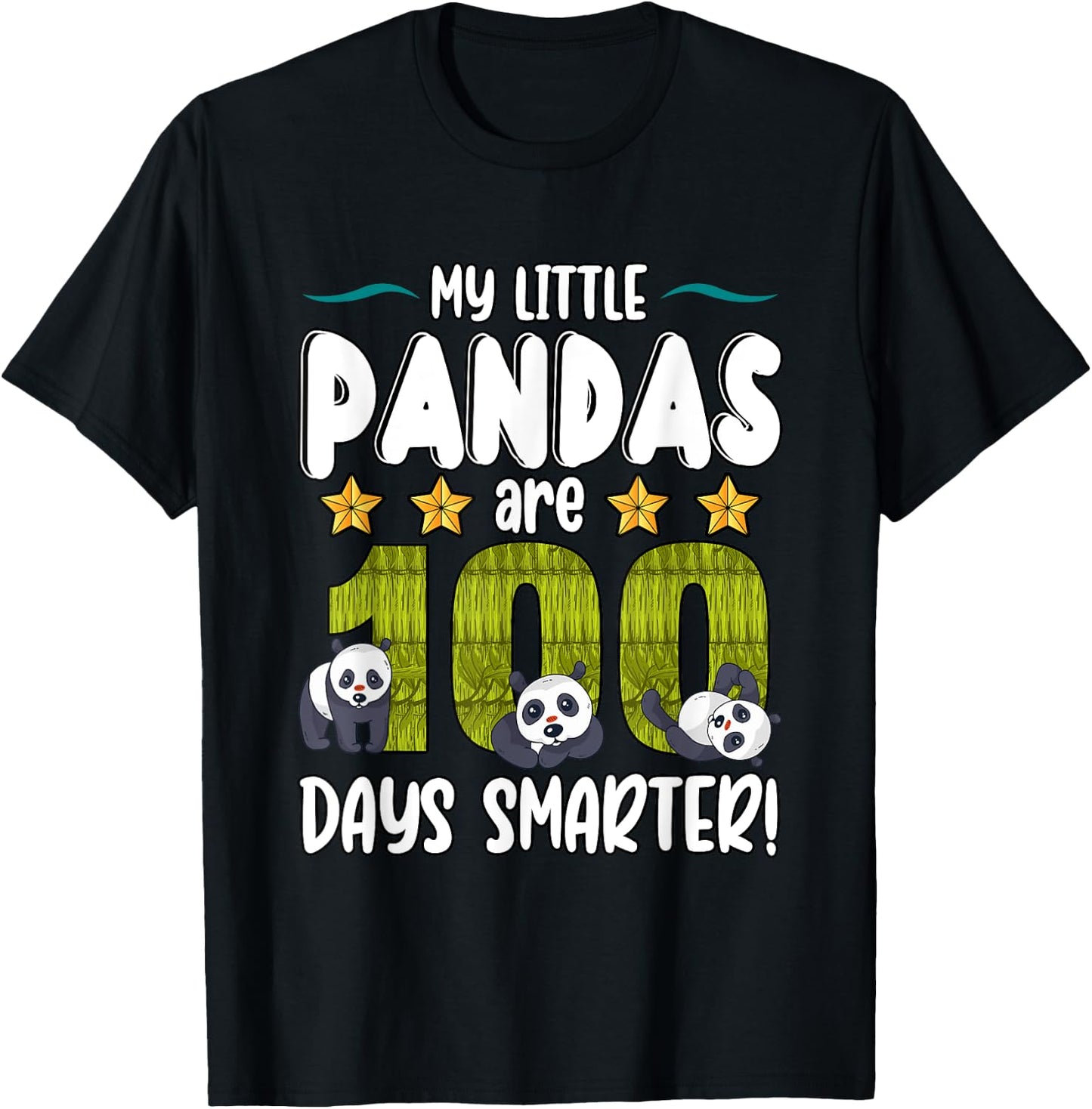 My Little Pandas Are 100 Days Smarter Teacher Student T-Shirt - T-Shirt | Black