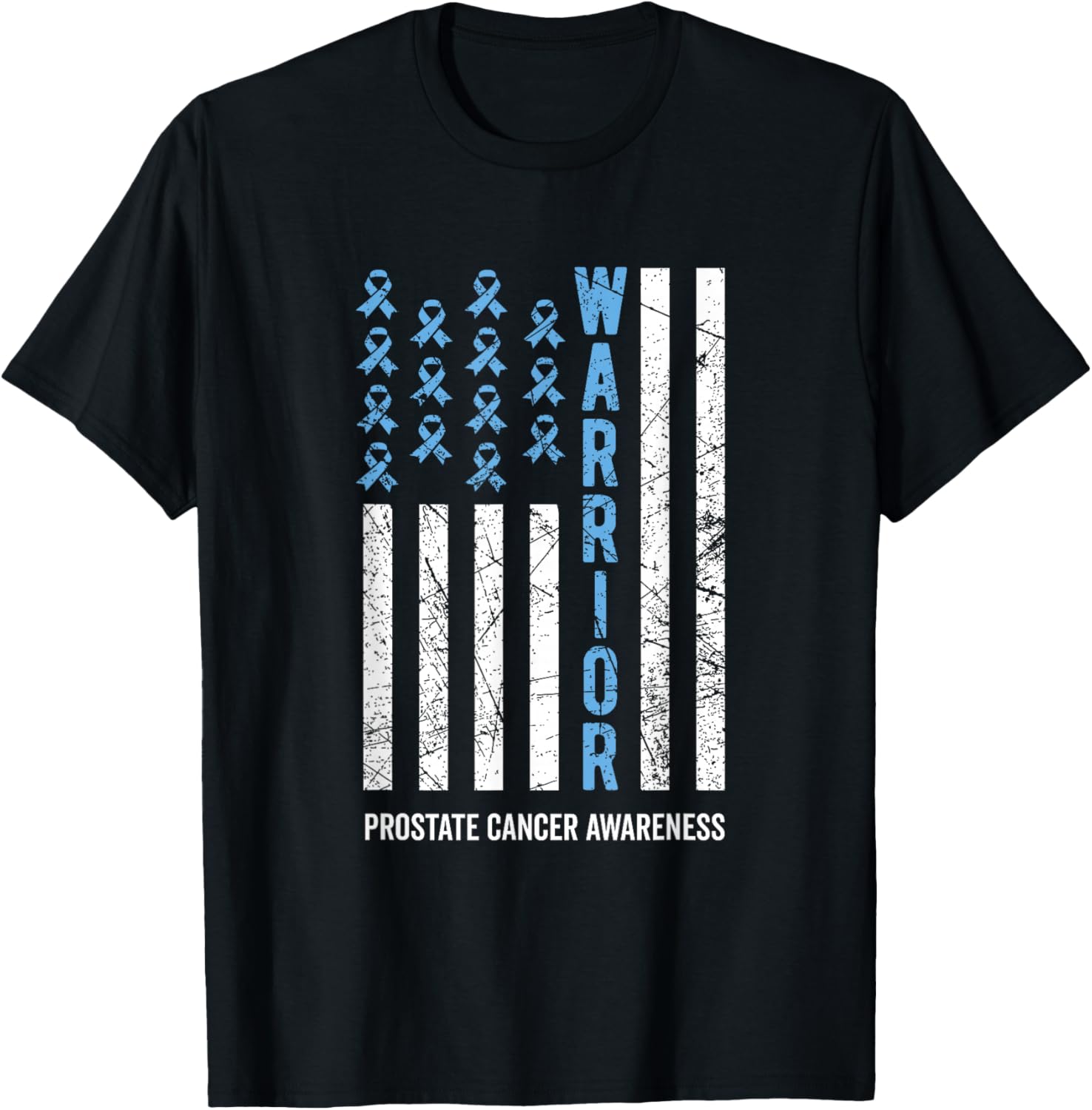Warrior Light Blue Ribbon Prostate Cancer Awareness T-Shirt - T-Shirt | Black