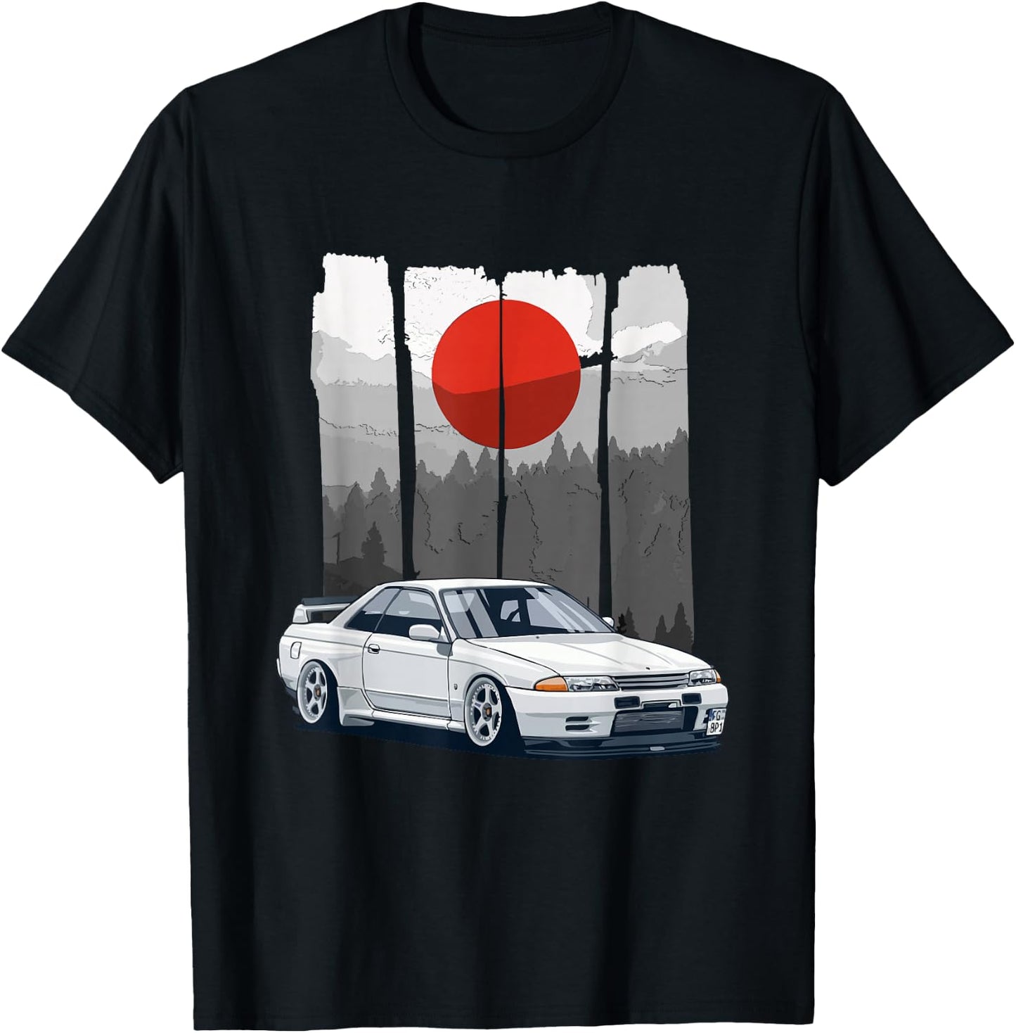 JDM Skyline R32 Car Tuning Japan Rising Sun Drift T-Shirt - T-Shirt | Black