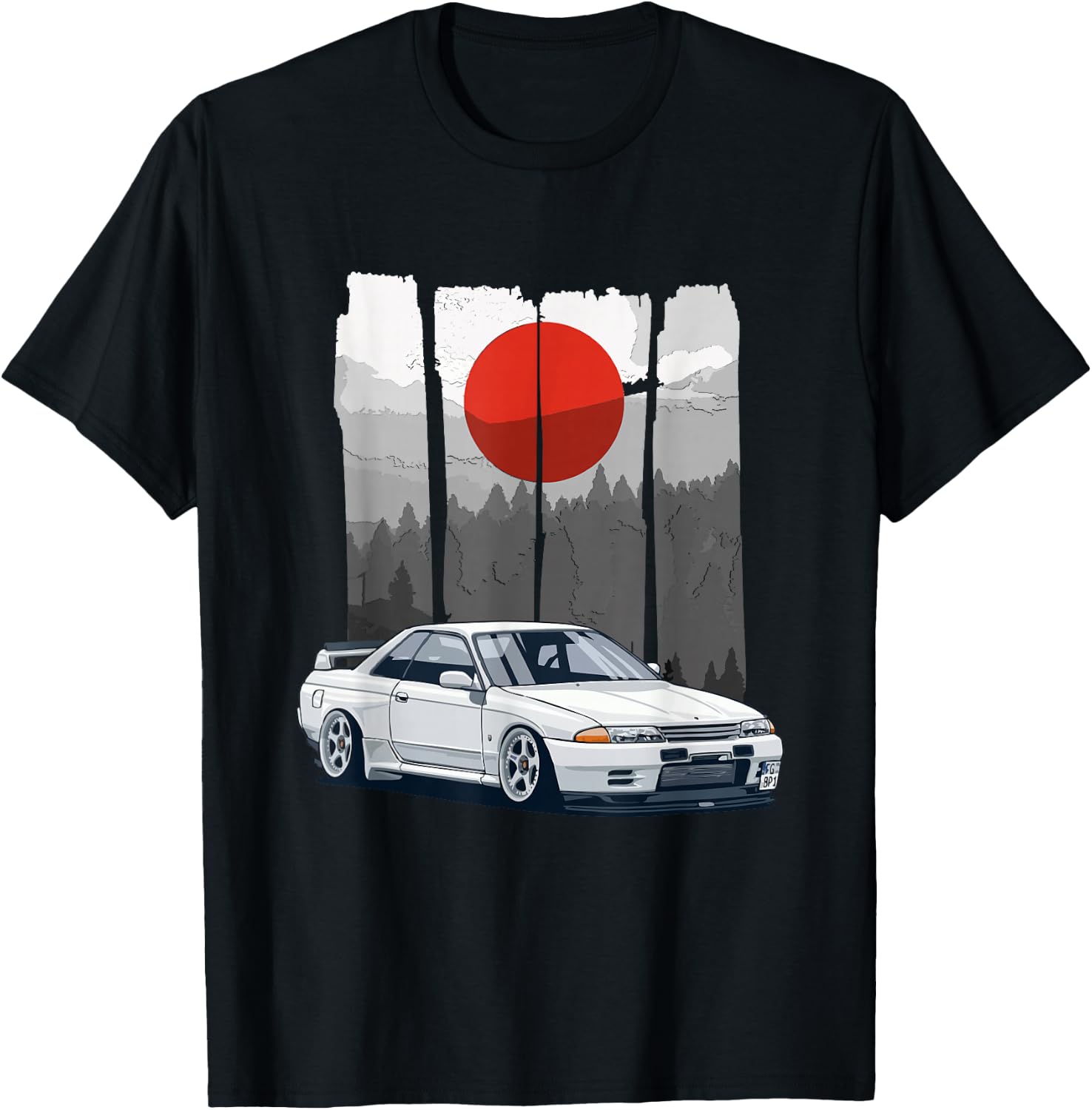 JDM Skyline R32 Car Tuning Japan Rising Sun Drift T-Shirt - T-Shirt | Black