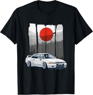 JDM Skyline R32 Car Tuning Japan Rising Sun Drift T-Shirt - T-Shirt | Black