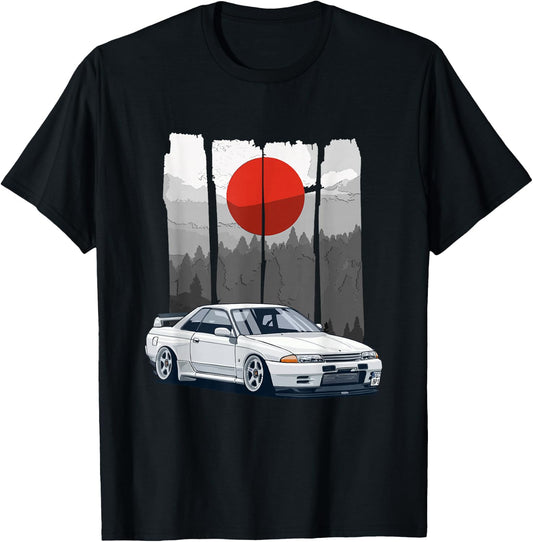 JDM Skyline R32 Car Tuning Japan Rising Sun Drift T-Shirt - T-Shirt | Black