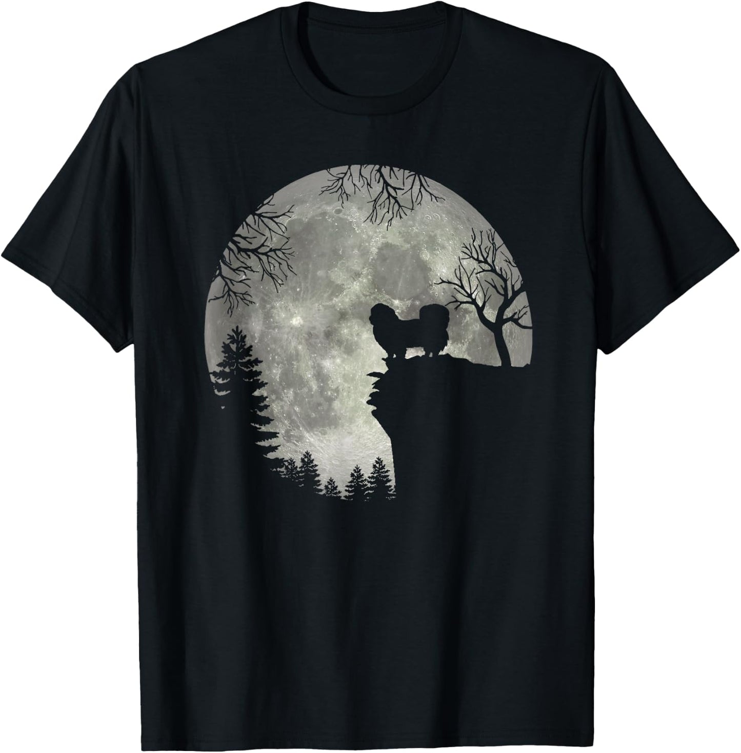 Pekingese, Pekinese And Moon Halloween T-Shirt - T-Shirt | Black