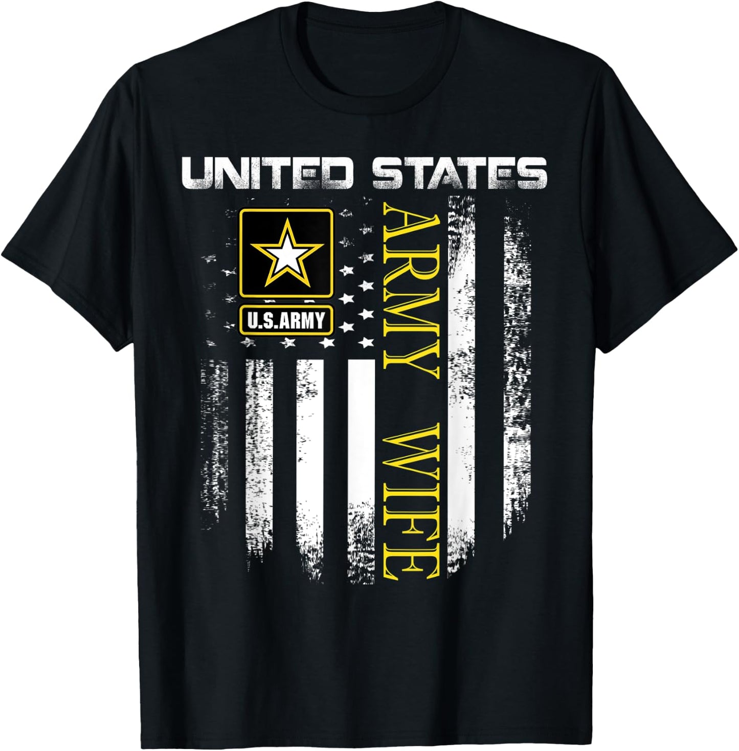 Vintage United States Army Wife With American Flag Gift Kids Men T-Shirt - T-Shirt | Black