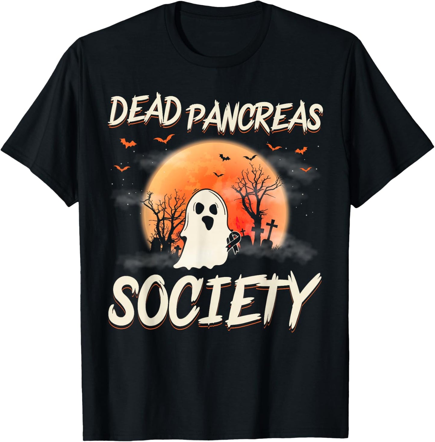 Diabetes Awareness Dead Pancreas Society Halloween Ghost T-Shirt - T-Shirt | Black