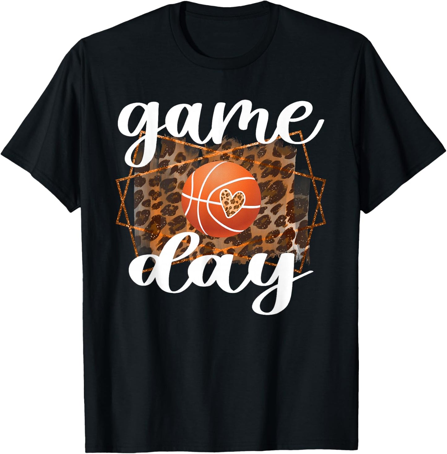 Game Day Leopard Basketball Game Day T-Shirt - T-Shirt | Black