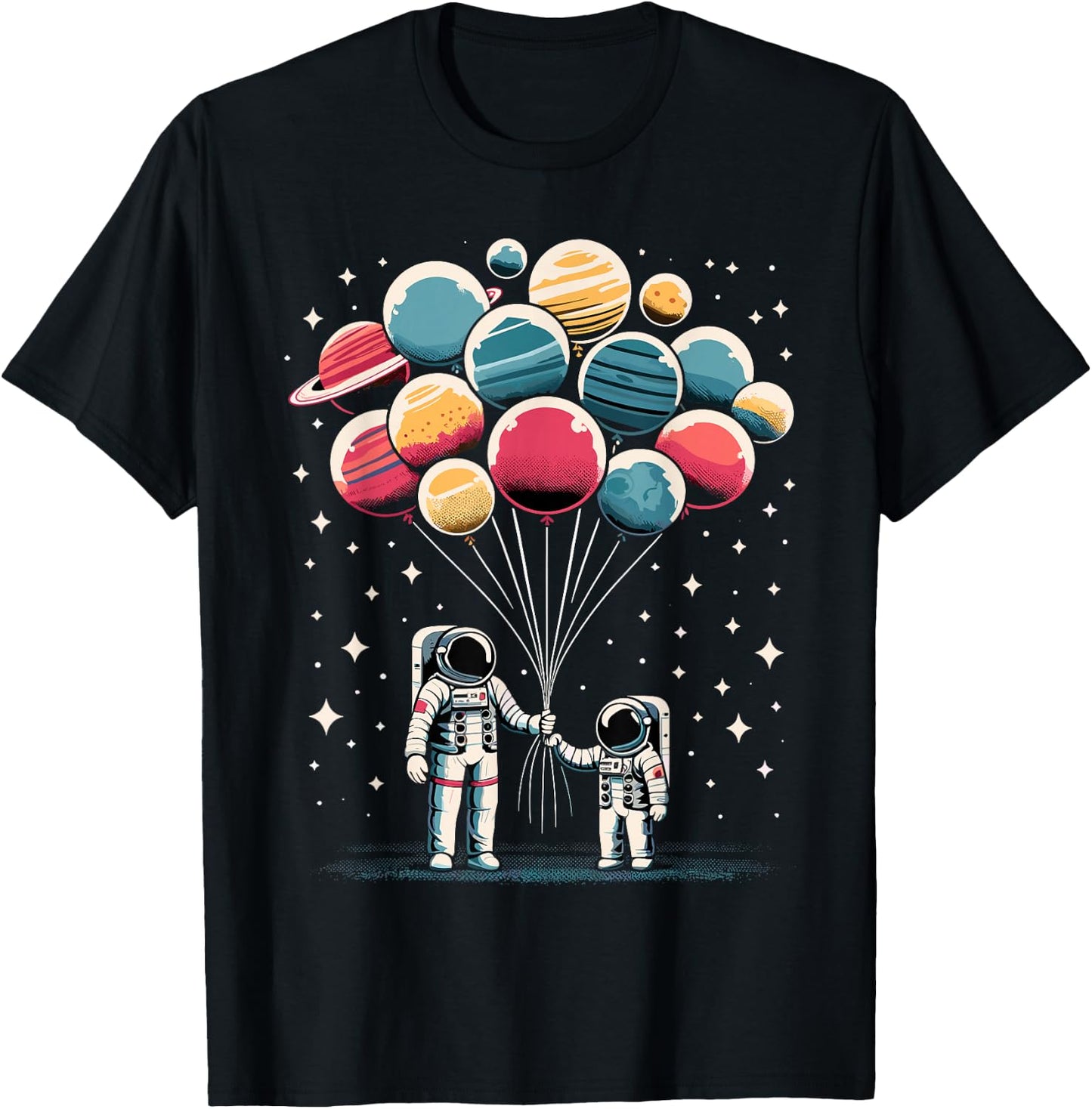 Astronaut Spaceman Retro Space Solar System Astronomy T-Shirt - T-Shirt | Black
